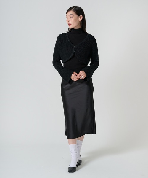 TINA:JOJUN(ティーナジョジュン)の「Aライン サテンミディ丈スカート TINA:JOJUN(スカート・レディース・ミント/ブラック・S/M)」の11枚目の写真