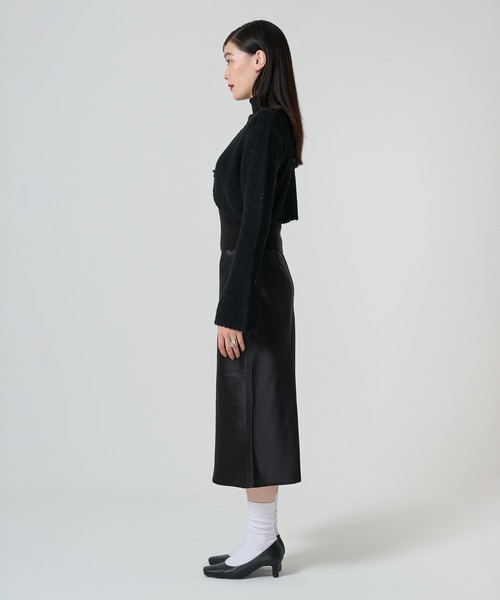 TINA:JOJUN(ティーナジョジュン)の「Aライン サテンミディ丈スカート TINA:JOJUN(スカート・レディース・ミント/ブラック・S/M)」の15枚目の写真