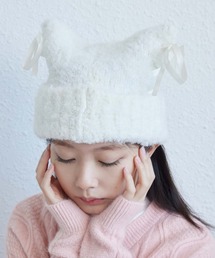 MAISON DE THERESE（メゾン ド テレーズ）の「紐リボンニット帽/キャップ（ニットキャップ/ビーニー・レディース）」