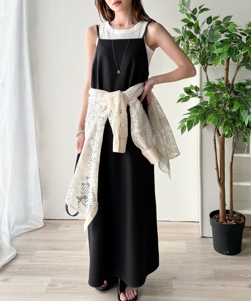 セール】シンプルだから、魅力引き立つ。ロングキャミワンピース