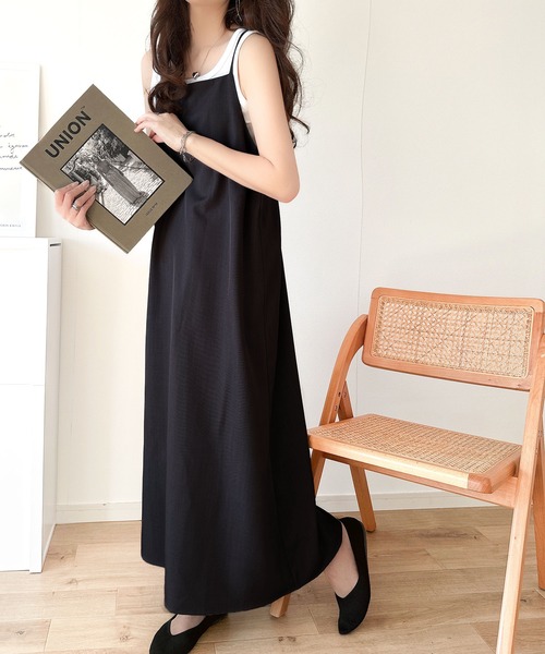 classicalelf(クラシカルエルフ)の「シンプルだから、魅力引き立つ。ロングキャミワンピース(ロング丈)(ワンピース・レディース・チャコール/ブラック系その他/ブラック・MEDIUM/X-LARGE/SMALL/LARGE)」の17枚目の写真