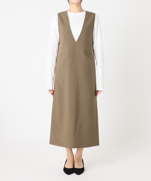 JOURNAL STANDARD relume(ジャーナルスタンダード レリューム)の「ウォッシャブルダブルクロスジャンパースカート(ワンピース・レディース・ブラック/チョコ・36/38)」の5枚目の写真