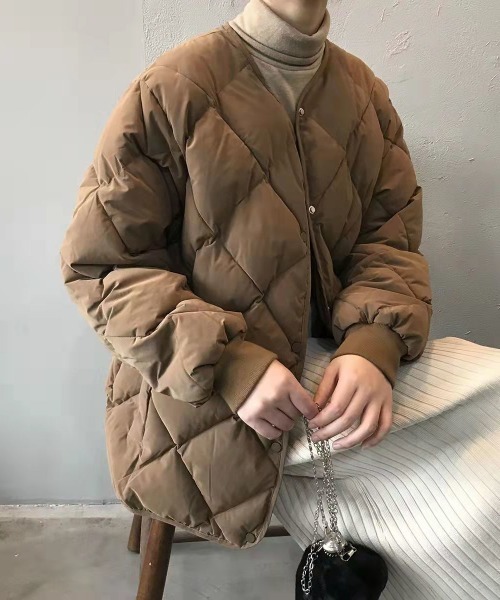 Per sist ence（パーシエンス）の「キルティングノーカラーコート（ダウンジャケット/コート・レディース・ベージュ/ブラック/ホワイト・X-LARGE/LARGE/MEDIUM/SMALL）」の20枚目の写真