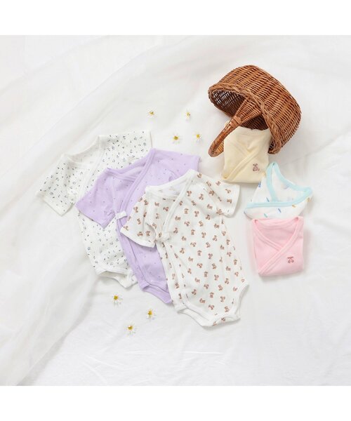 apres les cours（アプレレクール）の「ベビー半袖リブグレコ肌着　総柄・ワンポイント（肌着・キッズ・アイボリー/イエロー/ミント/ラベンダー/ピンク/オフホワイト・80/70）」の7枚目の写真