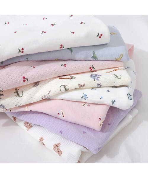 apres les cours（アプレレクール）の「ベビー半袖リブグレコ肌着　総柄・ワンポイント（肌着・キッズ・アイボリー/イエロー/ミント/ラベンダー/ピンク/オフホワイト・80/70）」の10枚目の写真