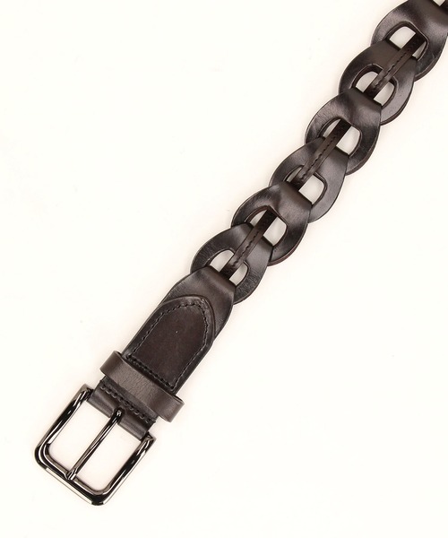 HIDEAWAYS NICOLE（ハイダウェイニコル）の「ストラップピースメッシュレザーベルト（ベルト・メンズ・ダークブラウン/ボルドー/オフホワイト/ブラック・FREE）」の3枚目の写真