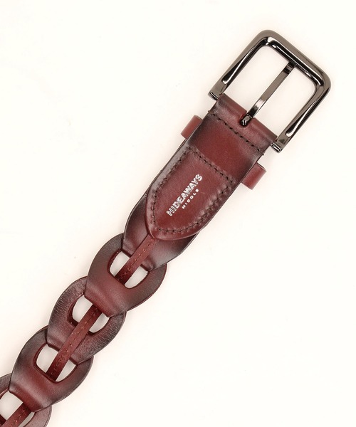 HIDEAWAYS NICOLE（ハイダウェイニコル）の「ストラップピースメッシュレザーベルト（ベルト・メンズ・ダークブラウン/ボルドー/オフホワイト/ブラック・FREE）」の7枚目の写真