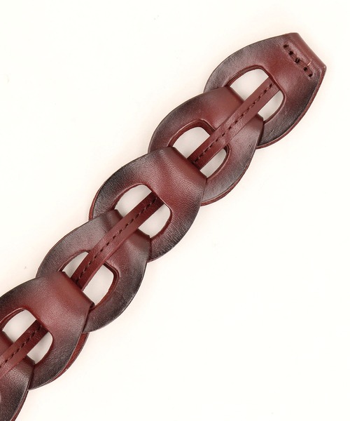 HIDEAWAYS NICOLE（ハイダウェイニコル）の「ストラップピースメッシュレザーベルト（ベルト・メンズ・ダークブラウン/ボルドー/オフホワイト/ブラック・FREE）」の9枚目の写真