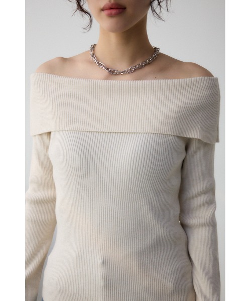 AZUL by moussy(アズールバイマウジー)の「オフショルダーニット(ニット/セーター・レディース・ブルー/グレー/アイボリー/ブラック/オレンジ・FREE)」の9枚目の写真