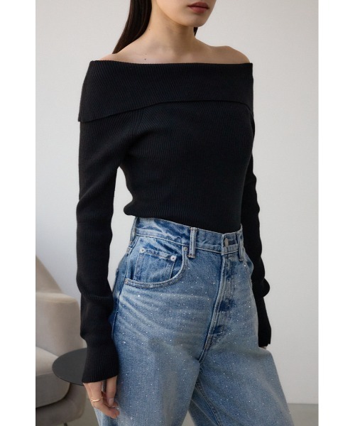 AZUL by moussy(アズールバイマウジー)の「オフショルダーニット(ニット/セーター・レディース・ブルー/グレー/アイボリー/ブラック/オレンジ・FREE)」の14枚目の写真