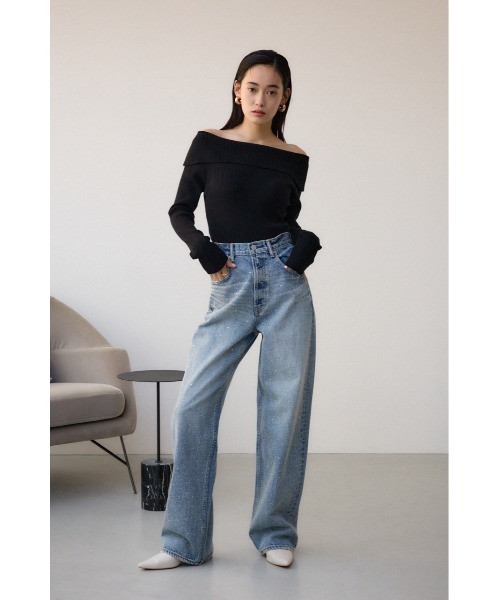 AZUL by moussy(アズールバイマウジー)の「オフショルダーニット(ニット/セーター・レディース・ブルー/グレー/アイボリー/ブラック/オレンジ・FREE)」の16枚目の写真