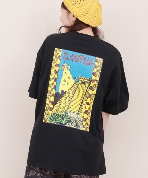 チチカカ(チチカカ)の「UFO&エルカスティージョプリントTシャツ【ユニセックス】(Tシャツ/カットソー・メンズ・ホワイト/ブラック・MEDIUM/LARGE)」の2枚目の写真