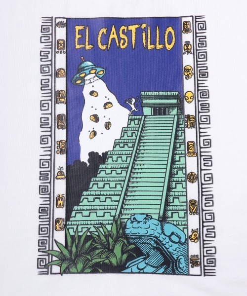 チチカカ(チチカカ)の「UFO&エルカスティージョプリントTシャツ【ユニセックス】(Tシャツ/カットソー・メンズ・ホワイト/ブラック・MEDIUM/LARGE)」の13枚目の写真