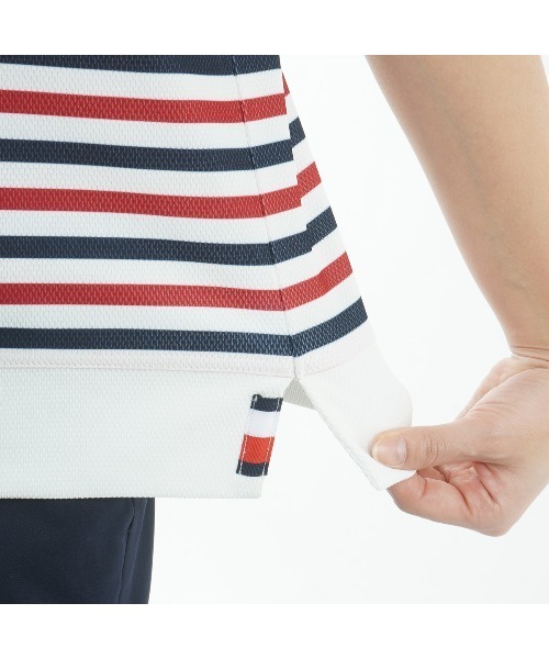 TOMMY HILFIGER GOLF(トミー ヒルフィガー ゴルフ)の「クレイジーボーダー フレンチスリーブ(ポロシャツ・レディース・トリコロール/ネイビー/サンドベージュ・M/L)」の12枚目の写真