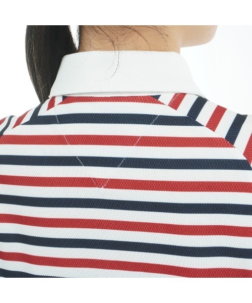 TOMMY HILFIGER GOLF(トミー ヒルフィガー ゴルフ)の「クレイジーボーダー フレンチスリーブ(ポロシャツ・レディース・トリコロール/ネイビー/サンドベージュ・M/L)」の13枚目の写真