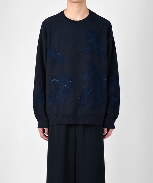 SEQUIN LEAF PULLOVER KNIT