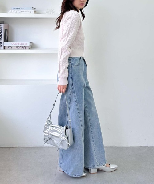 archives（アルシーヴ）の「ロゴ刺繍ケーブルニット（ニット/セーター・レディース・アイボリー/ブルー/ピンク/チャコールグレー・MEDIUM）」の11枚目の写真