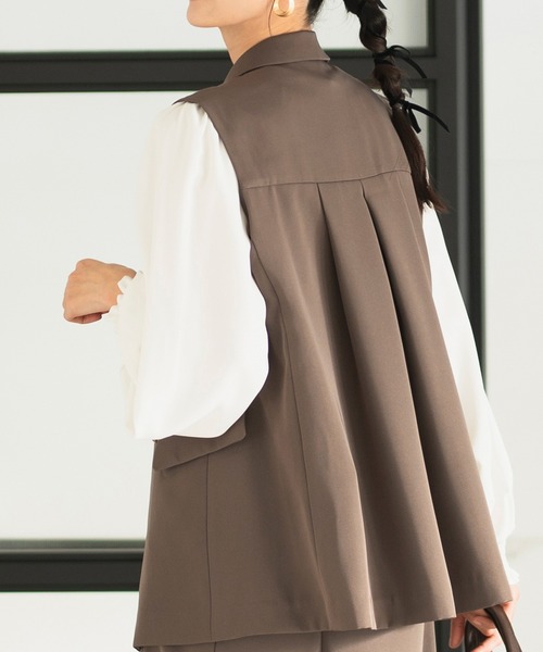 CELEN(セレン)の「【洗える/オフィスカジュアル/セレモニースーツ/カセット服】ダブルブレストジレ・ベンツセミフレアパンツ 2点セット(スーツセット・レディース・ブラウン/ブラック/グレー系その他/ネイビー・S/M/L/ST/MT/LT)」の11枚目の写真