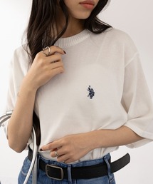 U.S. POLO ASSN.（ユーエスポロアッスン）の「【U.S. POLO ASSN.】ワンポイント半袖バイカラーニット（ニット/セーター・メンズ）」