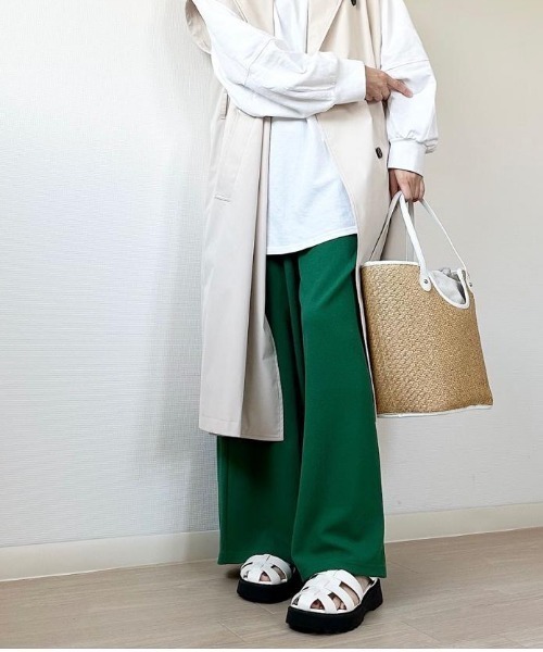 aquagarage（アクアガレージ）の「エンボス加工リラックスパンツ（その他パンツ・レディース・ブラック/カーキ/グレー/ベージュ/グリーン・S/L/LL/P/M）」の7枚目の写真