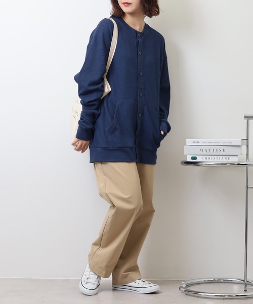 JEMORGAN(ジェーイーモーガン)の「JEMORGAN ワッフルクルーネックカーディガン(カーディガン/ボレロ・メンズ・ネイビー/ナチュラル/杢グレー/ブラック・M/XL/L)」の13枚目の写真