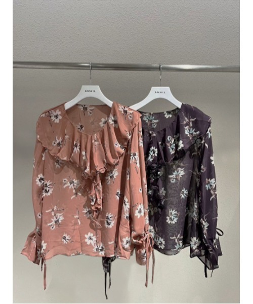 AMAIL（アマイル）の「FRIL FLOWER ブラウス（シャツ/ブラウス・レディース・ピンク/パープル・FREE）」の9枚目の写真
