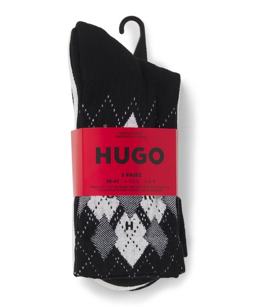 HUGO(ヒューゴ)の「ソックス3足セット ショートレングス コットンブレンド(ソックス/靴下・メンズ・ブラック・39-42/43-46)」の1枚目の写真