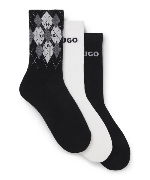 HUGO(ヒューゴ)の「ソックス3足セット ショートレングス コットンブレンド(ソックス/靴下・メンズ・ブラック・39-42/43-46)」の2枚目の写真