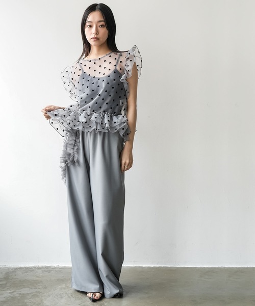 mili an deni（ミリアンデニ）の「ドットチュールトップス（シャツ/ブラウス・レディース・ブラック/グレー/アイボリー・M）」の12枚目の写真