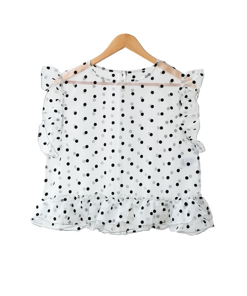 mili an deni（ミリアンデニ）の「ドットチュールトップス（シャツ/ブラウス・レディース・ブラック/グレー/アイボリー・M）」の17枚目の写真