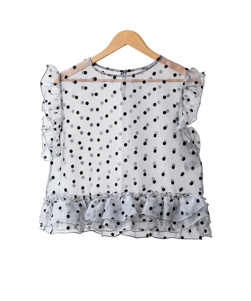 mili an deni（ミリアンデニ）の「ドットチュールトップス（シャツ/ブラウス・レディース・ブラック/グレー/アイボリー・M）」の19枚目の写真