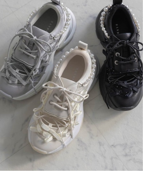 RANDA（ランダ）の「2WAY ミニリボンシアースニーカー（スニーカー・レディース・ブラック/ホワイト/グレー・M/S/LL/L）」の21枚目の写真