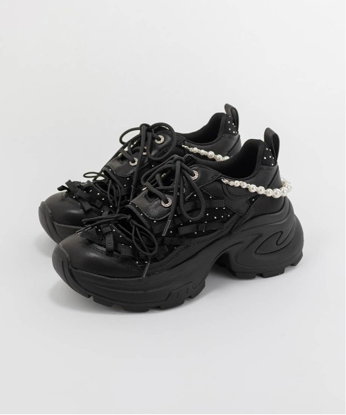 RANDA（ランダ）の「2WAY ミニリボンシアースニーカー（スニーカー・レディース・ブラック/ホワイト/グレー・M/S/LL/L）」の19枚目の写真