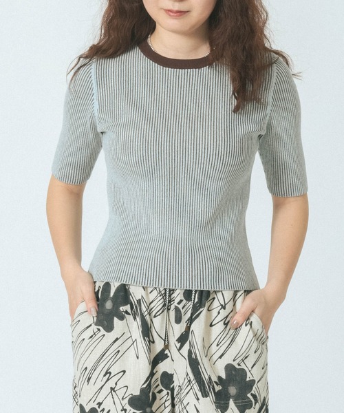 ROSE BUD（ローズバッド）の「RIB KNIT PULLOVER（ニット/セーター・レディース・ブラック/ブルー/ホワイト・ONE SIZE）」の3枚目の写真