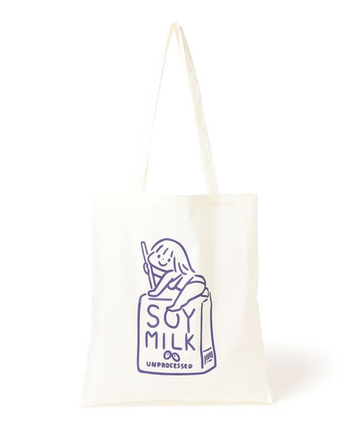 TOKYO CULTUART by BEAMS(トウキョウカルチャートバイビームス)の「白根ゆたんぽ / Soy Milk tote Bag(トートバッグ・レディース・ホワイト/グリーン・ONE SIZE)」の3枚目の写真