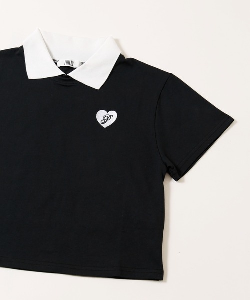 ハートフリンジTシャツ　黒×黒 ワンフォークロージング 1111clothing ◇STARTER ハートロゴ