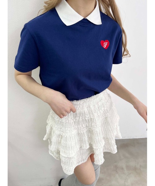 PHILLY（フィリー）の「【プチプラ\2199★】ハートワンポイント襟付きTシャツ（Tシャツ/カットソー・レディース・ブラック/ネイビー・FREE）」の8枚目の写真
