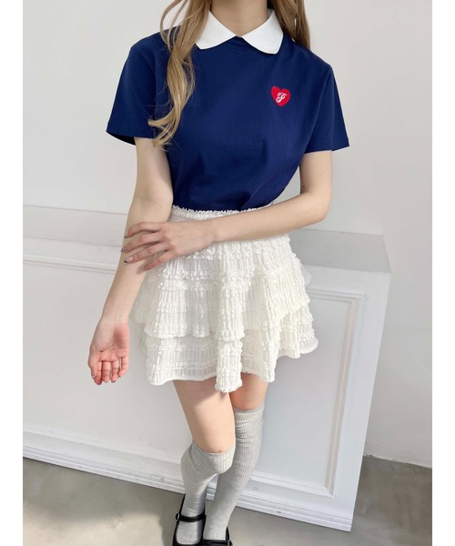 PHILLY（フィリー）の「【プチプラ\2199★】ハートワンポイント襟付きTシャツ（Tシャツ/カットソー・レディース・ブラック/ネイビー・FREE）」の11枚目の写真