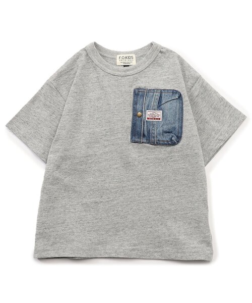 F.O.KIDS(エフオーキッズ)の「【ジュニア対応】デニムポケット半袖Tシャツ(Tシャツ/カットソー・キッズ・ベージュ/ブルー/チャコール/グレー/カーキ/レッド・80/90/100/110/120/130/140/150/160)」の2枚目の写真