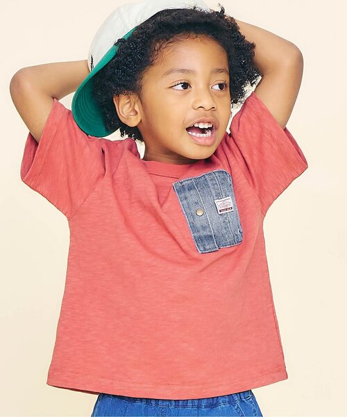 F.O.KIDS(エフオーキッズ)の「【ジュニア対応】デニムポケット半袖Tシャツ(Tシャツ/カットソー・キッズ・ベージュ/ブルー/チャコール/グレー/カーキ/レッド・80/90/100/110/120/130/140/150/160)」の6枚目の写真