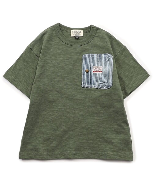 F.O.KIDS(エフオーキッズ)の「【ジュニア対応】デニムポケット半袖Tシャツ(Tシャツ/カットソー・キッズ・ベージュ/ブルー/チャコール/グレー/カーキ/レッド・80/90/100/110/120/130/140/150/160)」の4枚目の写真