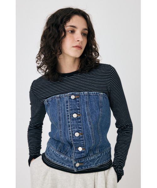 MOUSSY(マウジー)の「DENIM BARE ビスチェ(ベスト・レディース・キナリ/ブルー・1/2)」の8枚目の写真