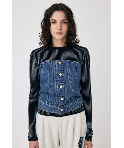 MOUSSY(マウジー)の「DENIM BARE ビスチェ(ベスト・レディース・キナリ/ブルー・1/2)」の5枚目の写真