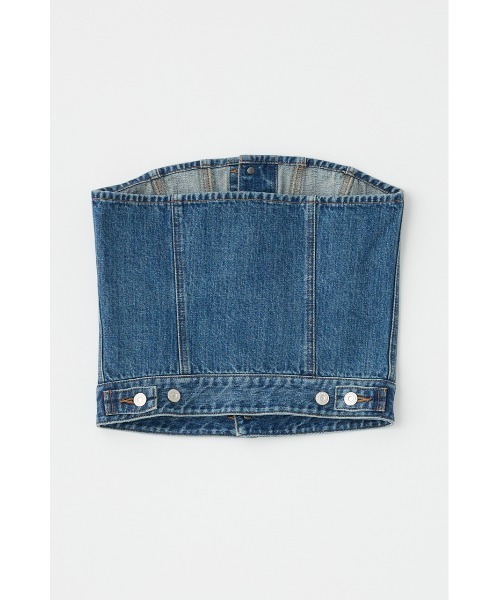 MOUSSY(マウジー)の「DENIM BARE ビスチェ(ベスト・レディース・キナリ/ブルー・1/2)」の3枚目の写真