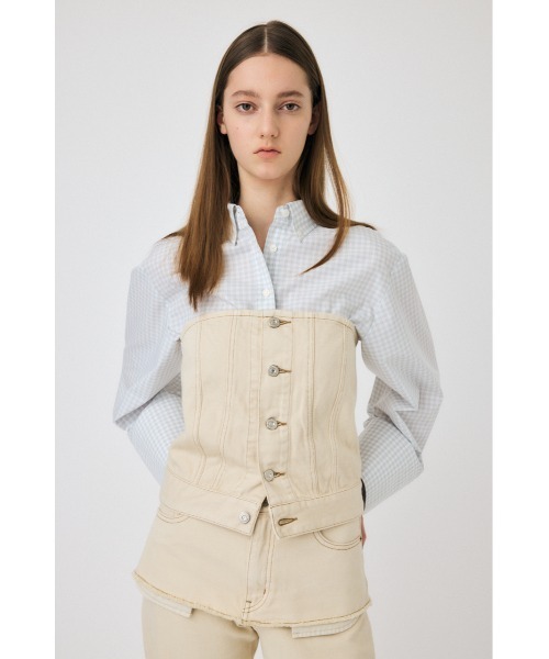 MOUSSY(マウジー)の「DENIM BARE ビスチェ(ベスト・レディース・キナリ/ブルー・1/2)」の6枚目の写真