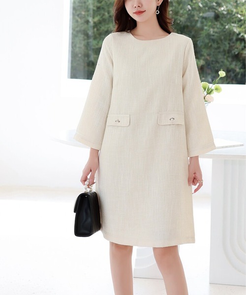 LUMIRA（アパレル）（ルミラ）の「ツイードワンピース（ワンピース・レディース・ブルー/ブラック/ネイビー/ベージュ・ONE SIZE）」の6枚目の写真