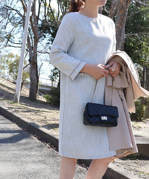 LUMIRA（アパレル）（ルミラ）の「ツイードワンピース（ワンピース・レディース・ブルー/ブラック/ネイビー/ベージュ・ONE SIZE）」の8枚目の写真