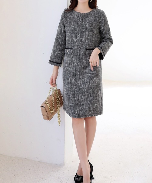 LUMIRA（アパレル）（ルミラ）の「ツイードワンピース（ワンピース・レディース・ブルー/ブラック/ネイビー/ベージュ・ONE SIZE）」の10枚目の写真