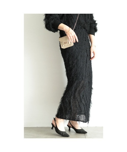 【ANDREA & Co.】　フリンジデザインニットスカート a_tops_1_ce3c63ba-f051-4ac2-
