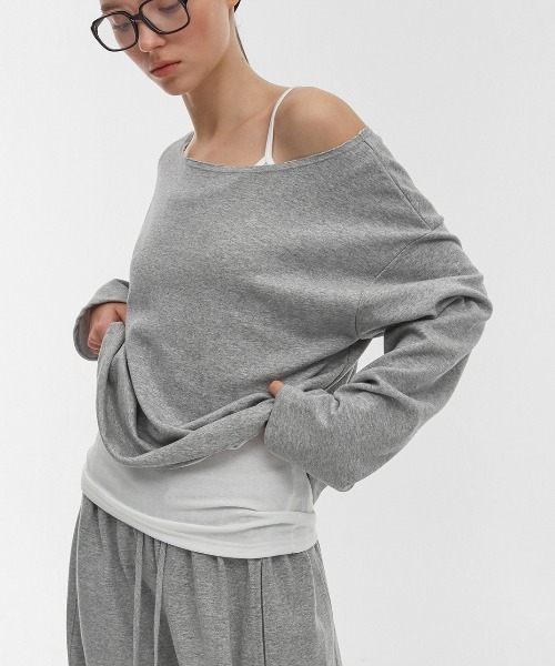 tシャツ 「B-BASIC」 エアスウェットオフショルダー長袖Tシャツ レディース BLACKUP tシャツ 「B-BASIC」 エアスウェットオフショルダー長袖